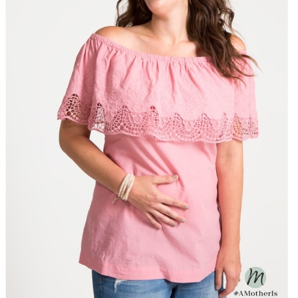 Ingrid and Isabel Pink Off shoulder Maternity Top - Picture 2 of 3